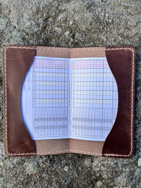 brown crazy horse golf scorecard holder inside scorecard