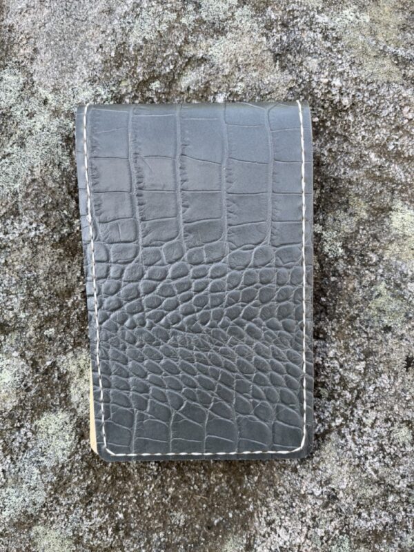 Gray Crocodile Embossed Golf Yardage Book Cover-Genuine Leather - Image 2