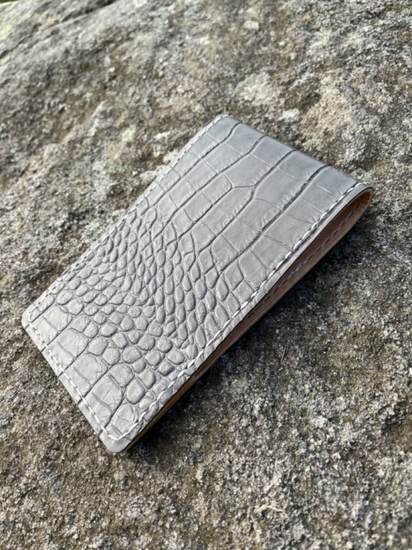 Gray Crocodile Embossed Golf Yardage Book Cover-Genuine Leather - Image 3