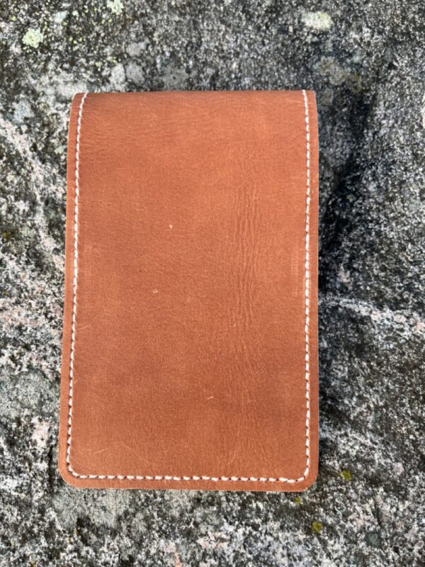 Cognac Golf Yardage Book Cover-Genuine Leather with Cognac Pockets and White Egdes - Image 2