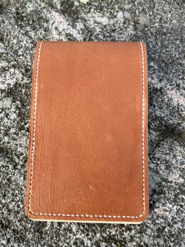 Cognac Golf Yardage Book Cover-Genuine Leather with White Egdes - Image 2