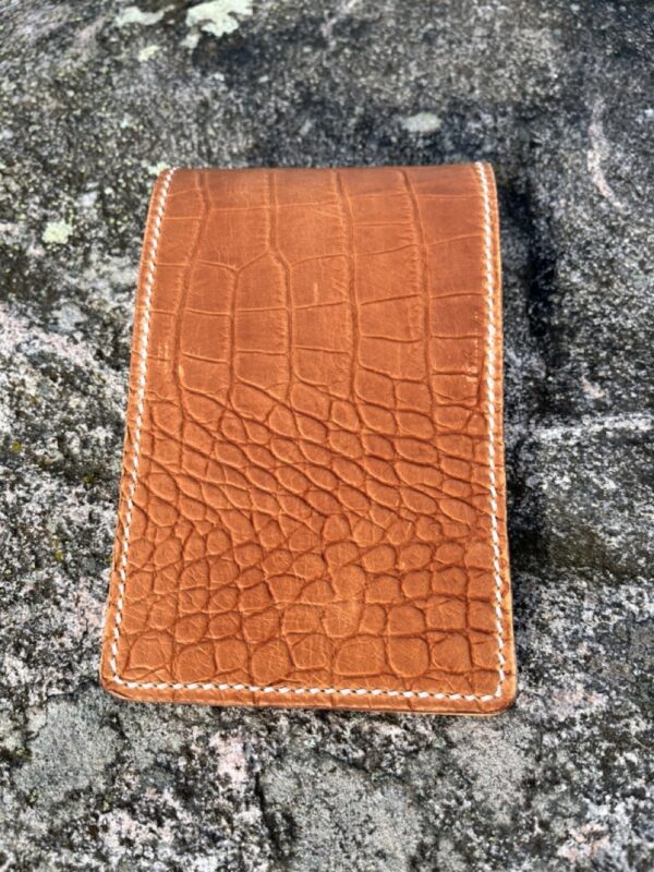 Cognac Crocodile Embossed Golf Yardage Book Cover with Natural Pockets -Genuine Leather - Image 2