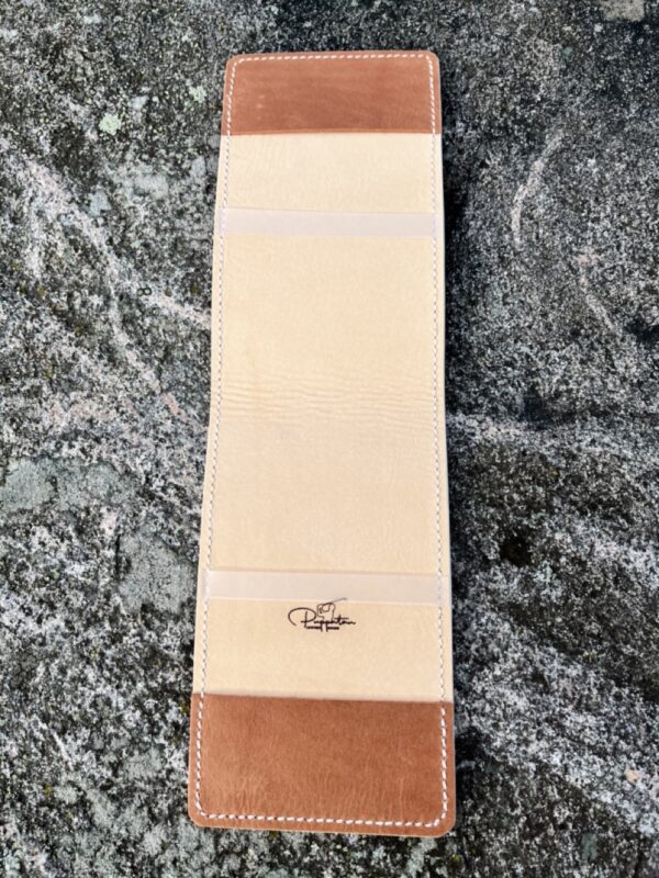 Cognac Golf Yardage Book Cover-Genuine Leather with Cognac Pockets and White Egdes - Image 4