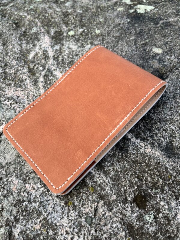 Cognac Golf Yardage Book Cover-Genuine Leather with Cognac Pockets and White Egdes - Image 3